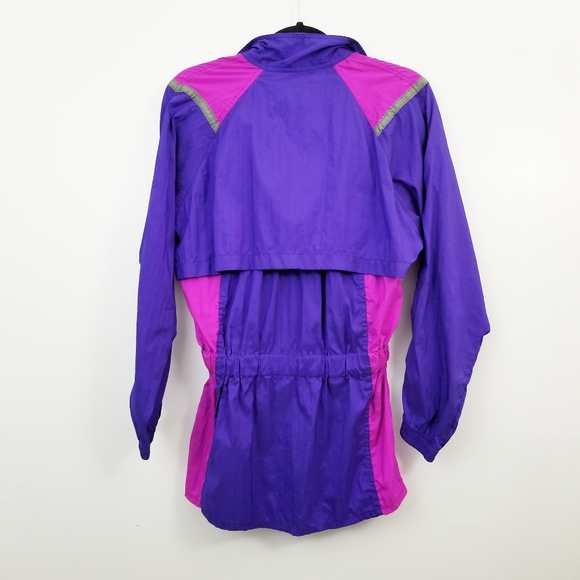 Vintage 80s Windbreaker Jacket Purple Magenta Moving Comfort Medium - Picture 2 of 6